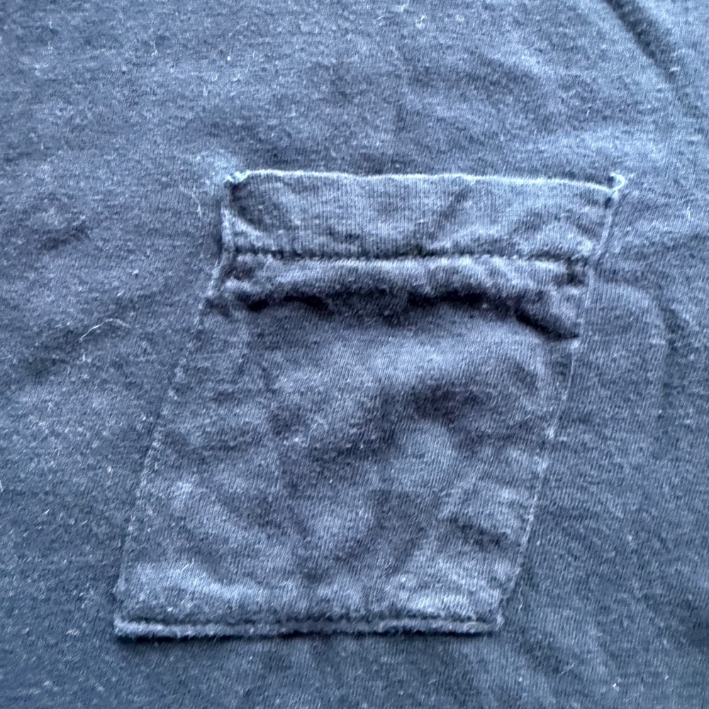True Vintage 80s Single Stitch Pocket Tee Blank T-Shirt XS/S Black 70s - Picture 5 of 6